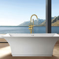 Freestanding Bathtub Faucet With Hand Shower Brushed Gold Metal