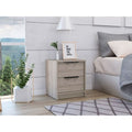 Nightstand Cervants, Two Drawers, Metal Handle, Light Gray Finish Light Gray Particle Board