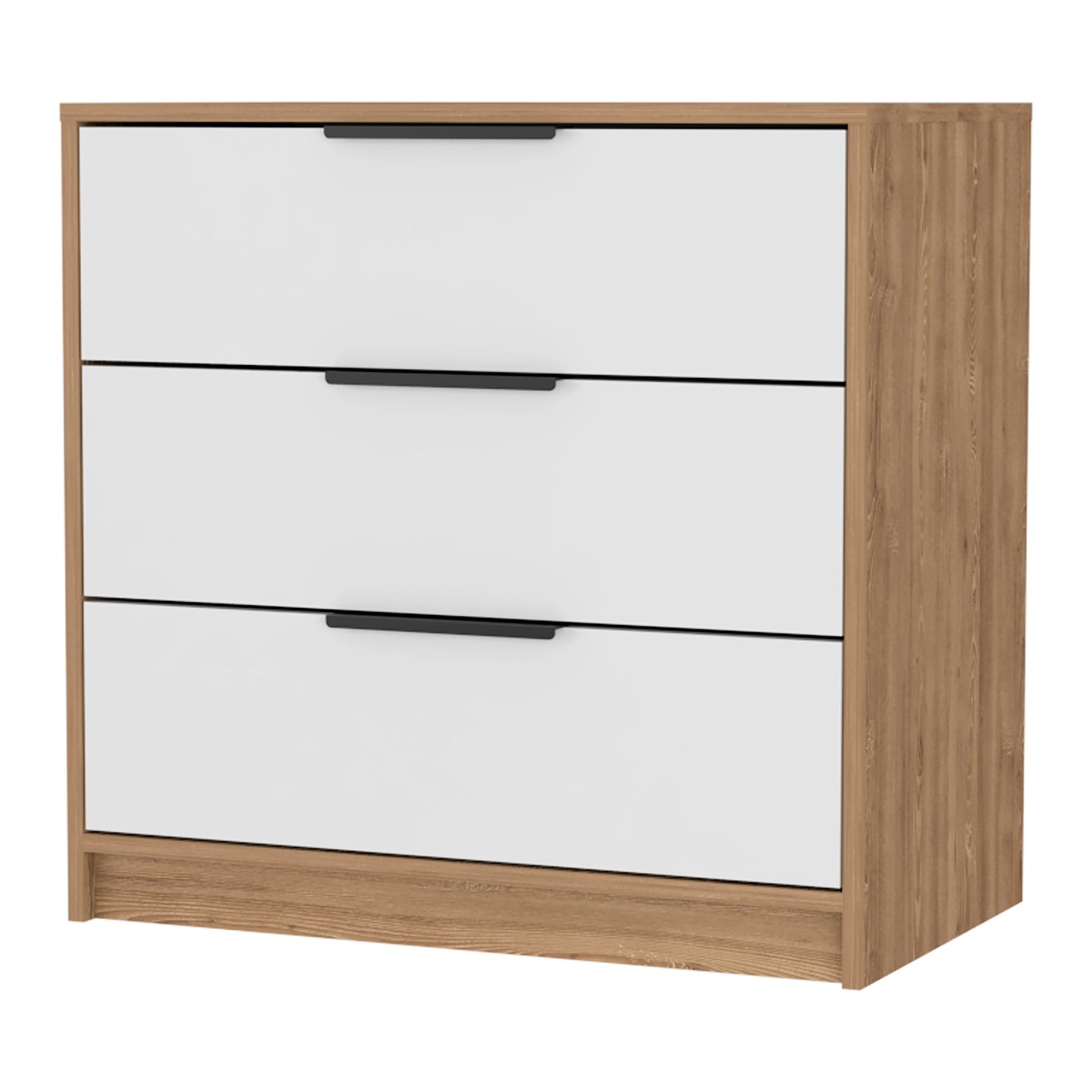 3 Drawers Dresser Maryland, Superior Top, White Pine Finish Multicolor Particle Board