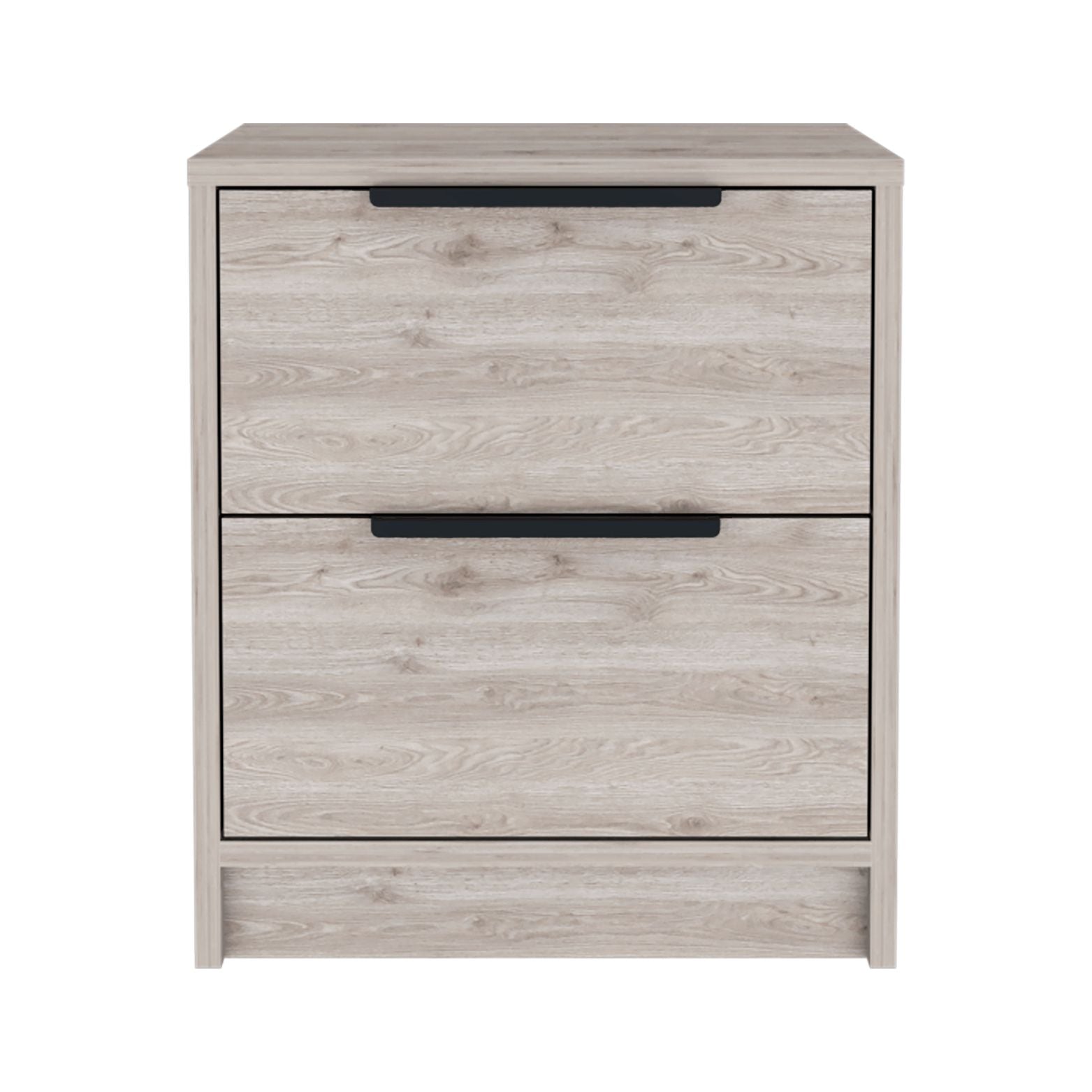 Nightstand Cervants, Two Drawers, Metal Handle, Light Gray Finish Light Gray Particle Board