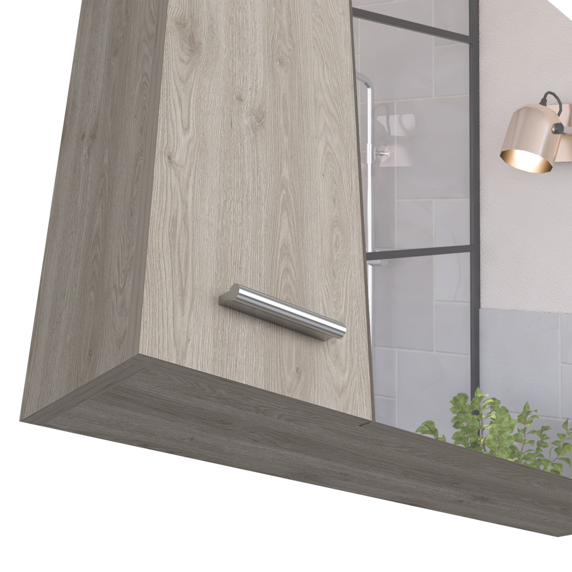 Medicine Cabinet Prague, Four Internal Shelves, Single Door, Light Gray Finish Light Gray Particle Board