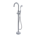 Freestanding Bathtub Faucet With Hand Shower Chrome Metal