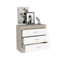 Three Drawer Dresser Lial, Superior Top, Metal Hardware, Light Gray White Finish Light Gray Particle Board