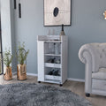 Bar Cart with Two Side Shelves Beaver, Glass Door and white-particle board