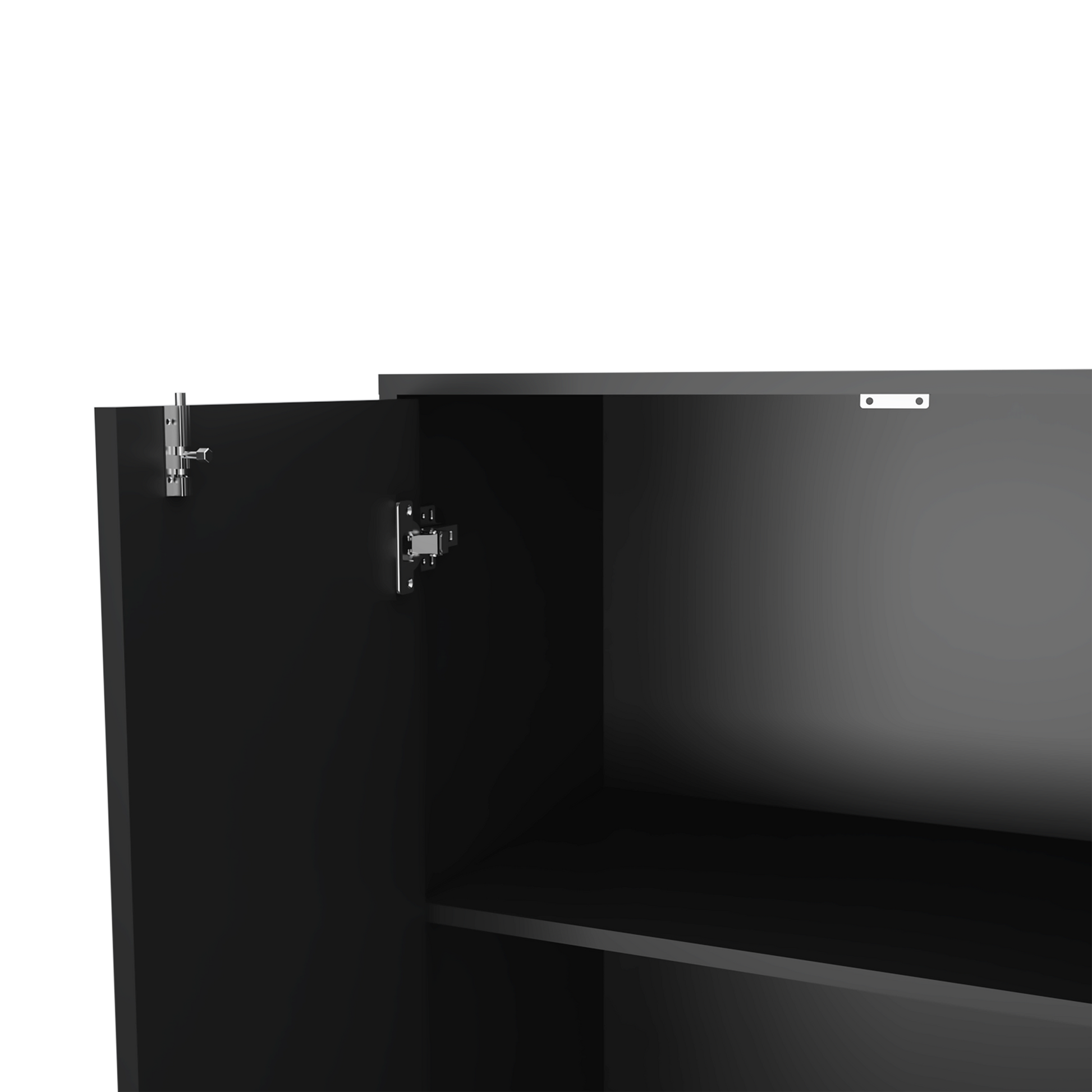 Storage Cabinet Lions, Double Door And Casters, Black Wengue Finish Gray Particle Board