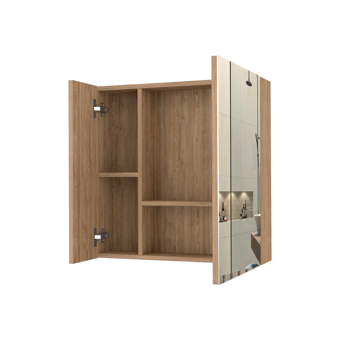 Medicine Cabinet Prague, Four Internal Shelves, Single Door, Pine Finish Beige Particle Board