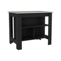 Kitchen Island Dozza, Three Shelves, Black Ibiza Marble Color Finish Multicolor Particle Board