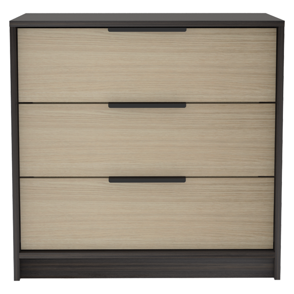 3 Drawers Dresser Maryland, Superior Top, Black Wengue Pine Finish Multicolor Particle Board