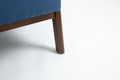 Mid Century Modern Accent Chair With Wood Frame, Upholstered Living Room Chairs With Waist Cushion, Reading Armchair For Bedroom Sunroom Blue Cotton Velvet