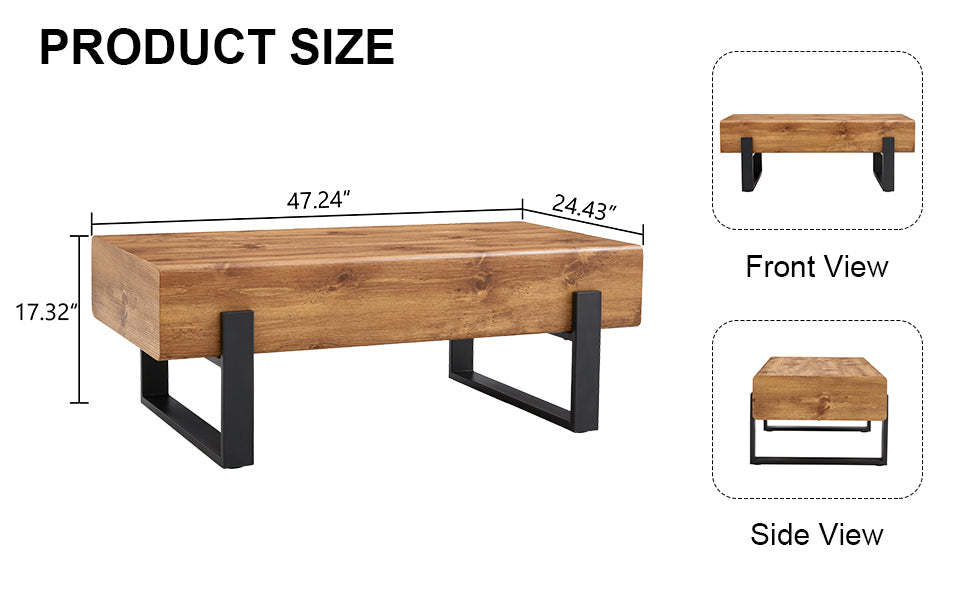 Rustic Mdf Coffee Table With Metal Legs Natural Wood Tone Elegance For Your Space Wood Mdf