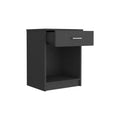 Nightstand Coco, Single Drawer, Lower Shelf, Black Wengue Finish Black Particle Board