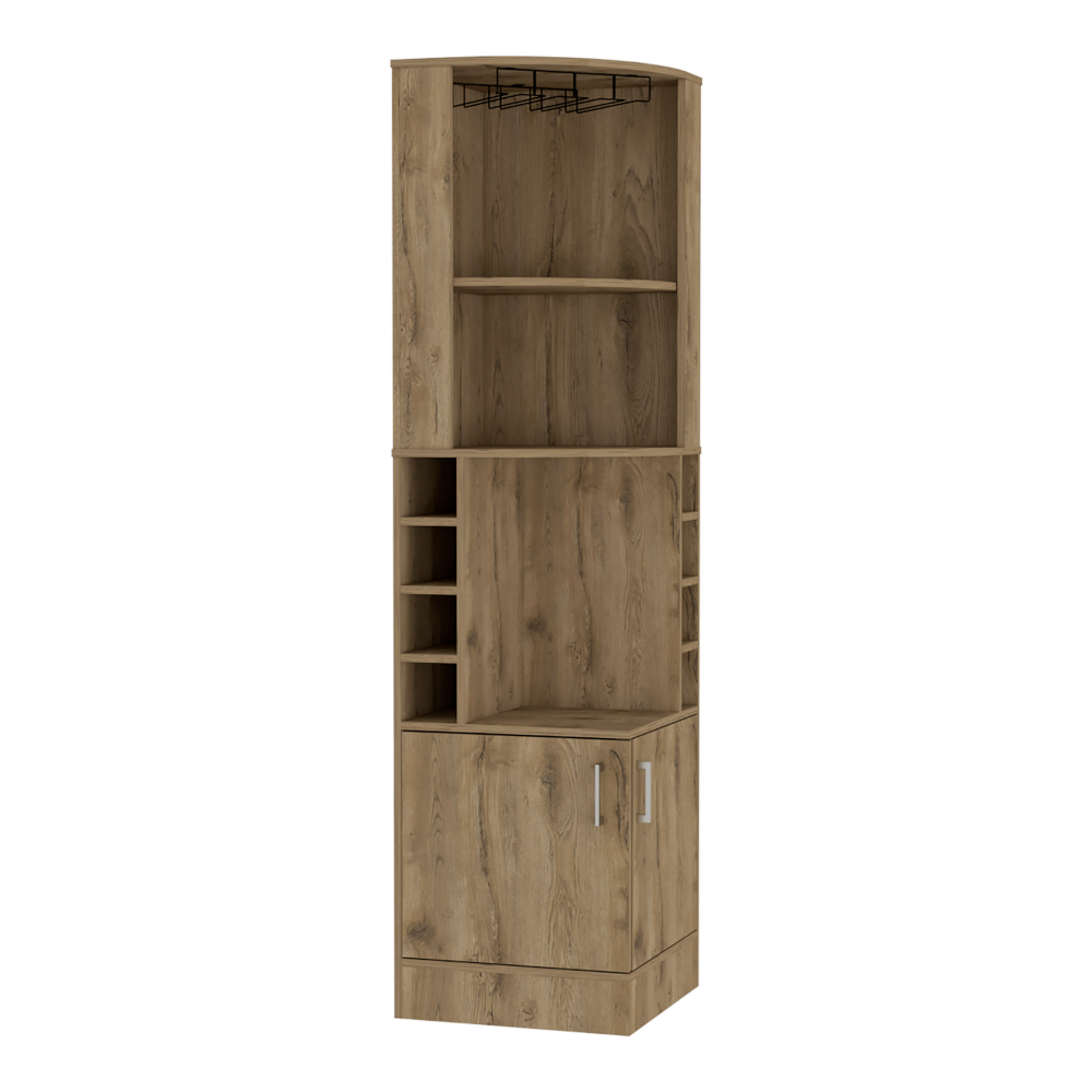 Bar Cabinet Papprika, 8 Wine Cubbies, Double Door, Dark Brown Finish Dark Brown Particle Board