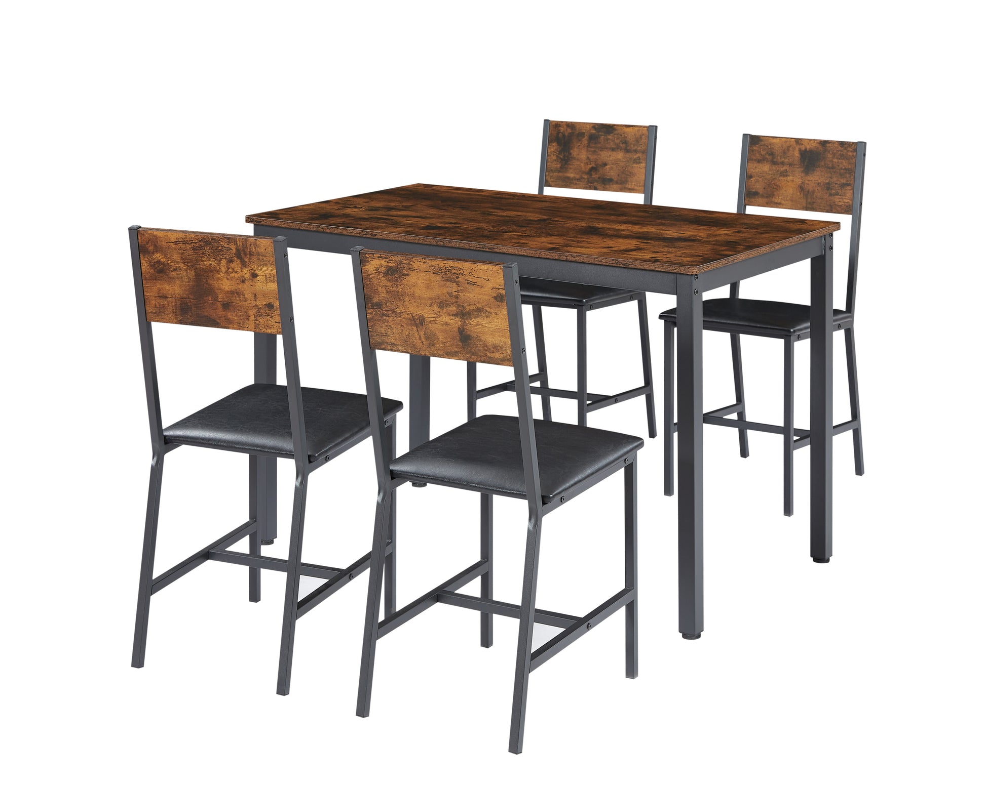 Dining Set For 5 Kitchen Table With 4 Upholstered Chairs, Rustic Brown, 47.2'' L X 27.6'' W X 29.7'' H. Rustic Brown Particle Board