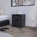 Nightstand Gandu, Two Drawers, Black Wengue Finish Black Particle Board