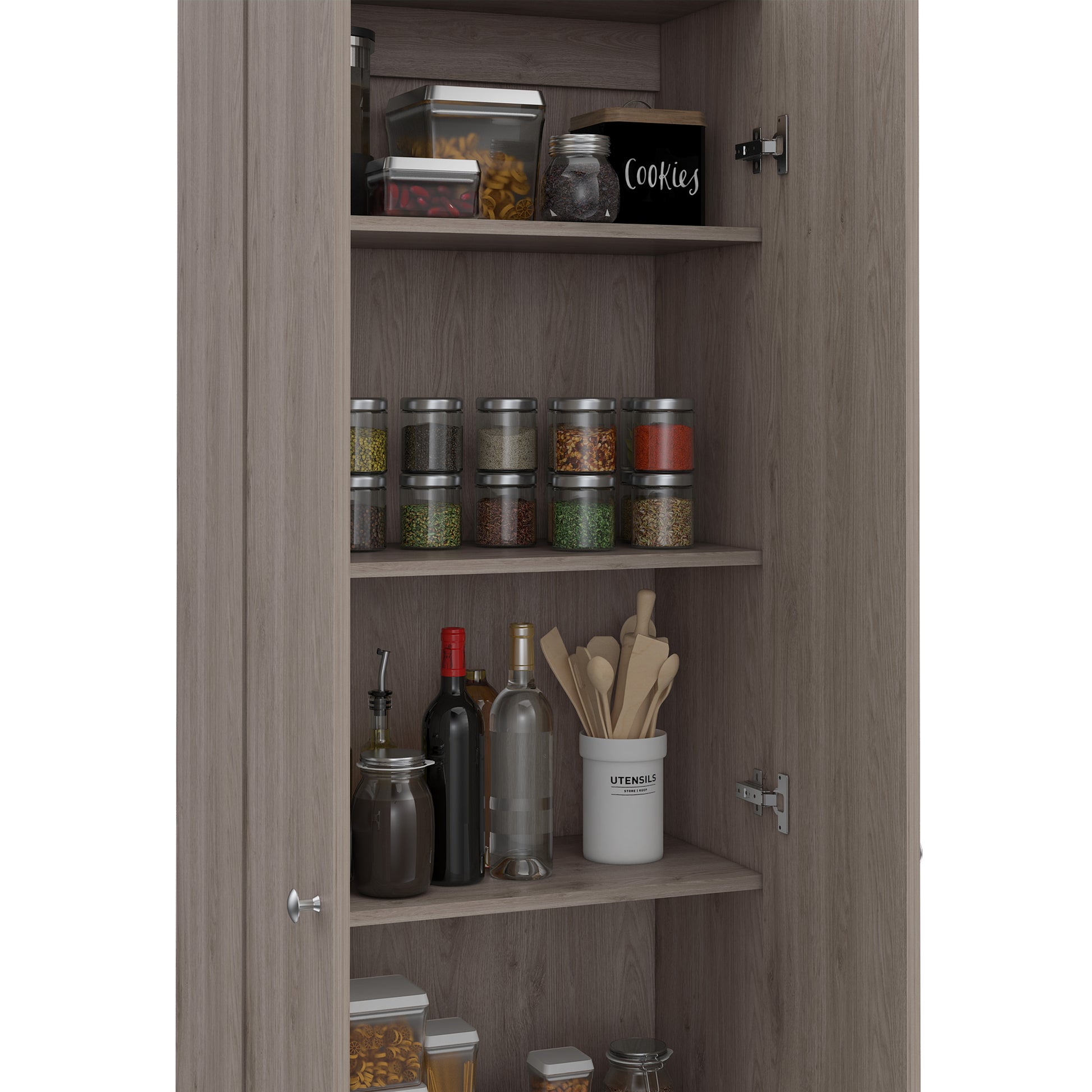 Storage Cabinet Pipestone, Double Door, Light Gray Finish Light Gray Particle Board