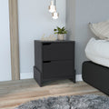 Nightstand Brookland, Bedside Table With Double Drawers And Sturdy Base, Black Wengue Finish Black Particle Board