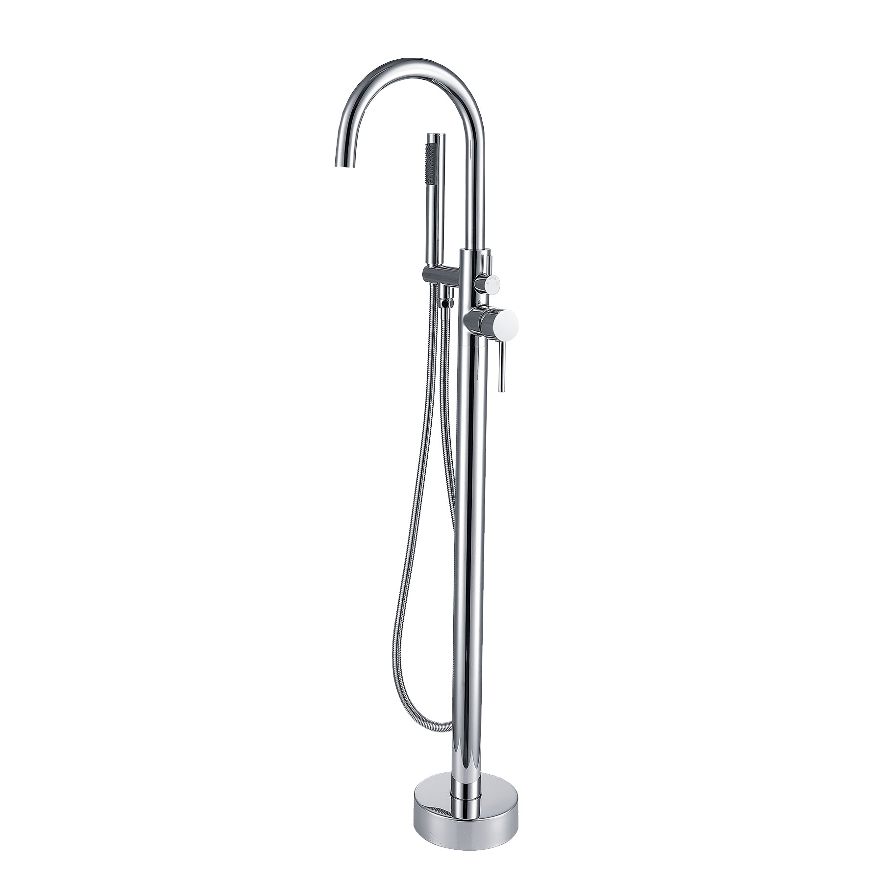 Freestanding Bathtub Faucet With Hand Shower Chrome Metal