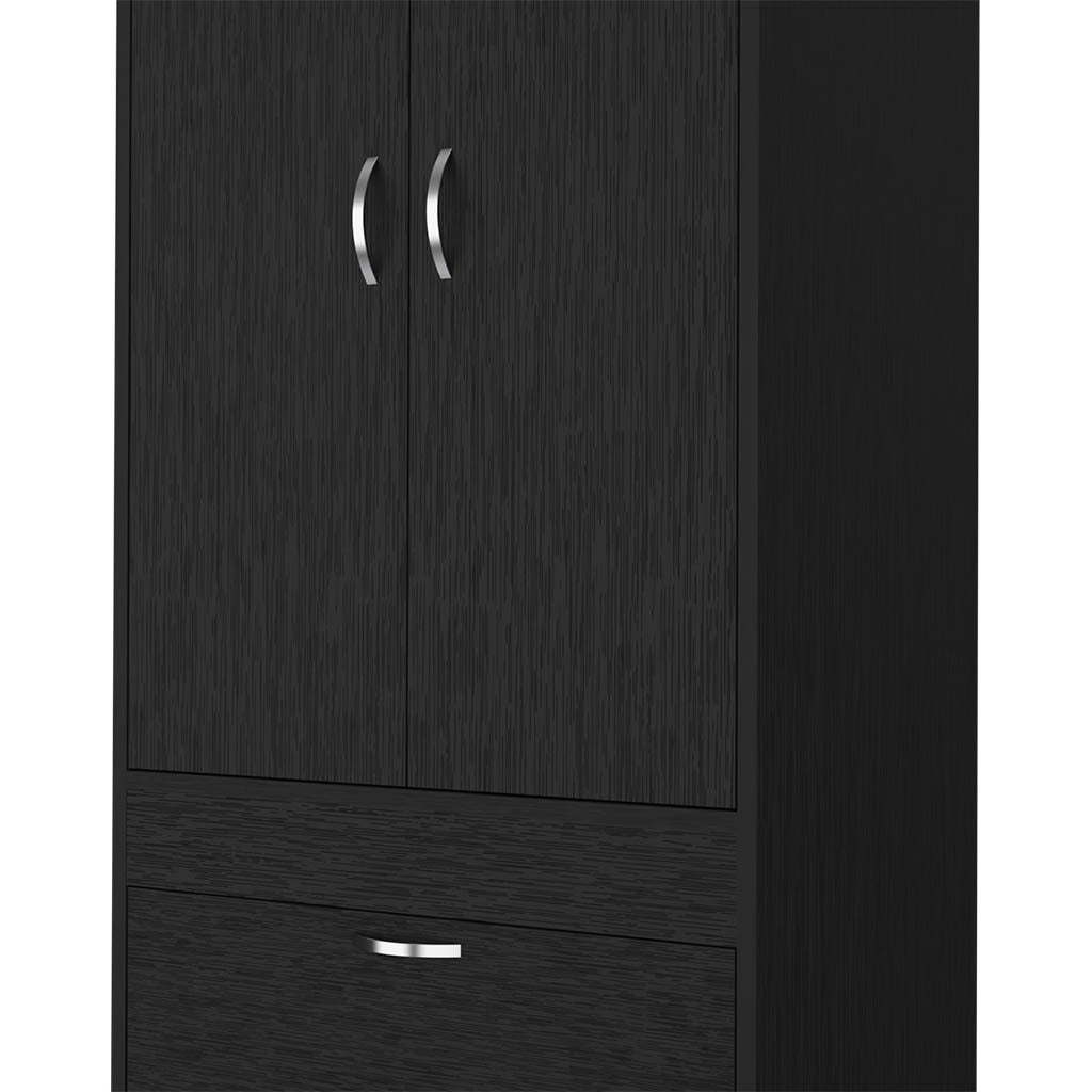 Armoire Tarento, Two Drawers, Black Wengue Finish Black Particle Board