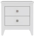 Nightstand More, Two Shelves, Four Legs, White Finish White Particle Board