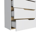 Dresser Oboe, Superior Top, Four Drawers, White Light Oak Finish White Light Oak Particle Board