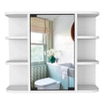 Medicine Cabinet Milano, Six External Shelves Mirror, White Finish White Particle Board