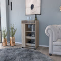 Bar Cart with Two Side Shelves Beaver, Glass Door and gray-particle board