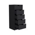 Dresser Kamran, Five Drawers Narrow, Black Wengue Finish Black Particle Board