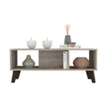 Coffee Table Plex, Two Open Shelves, Four Legs, Light Gray Finish Light Gray Particle Board