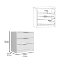 3 Drawers Dresser Maryland, Superior Top, White Finish White Particle Board