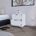 Nightstand Gandu, Two Drawers, White Finish White Particle Board