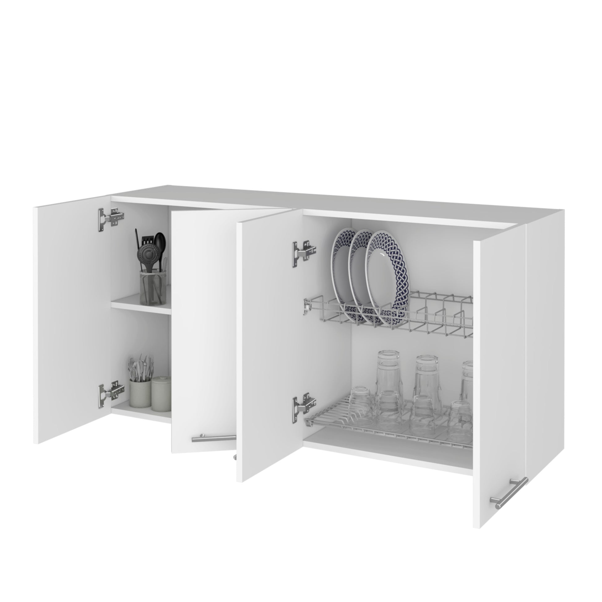 Kitchen Cabinet Durham, Four Doors, White Finish White Particle Board