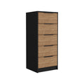 5 Drawers Dresser Maryland, Metal Handle, Black Wengue Pine Finish Multicolor Particle Board