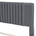 Full Size Upholstered Platform Bed With 2 Drawers And 1 Twin Size Trundle, Classic Headboard Design, Gray Gray Linen