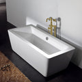 Freestanding Bathtub Faucet With Hand Shower Brushed Gold Metal