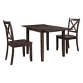 3 Piece Wood Drop Leaf Breakfast Nook Dining Table Set With 2 X Back Chairs For Small Places, Espresso Espresso Wood Dining Room Folding Rectangular Breakfast Nook Wood Wood Espresso Ladder Back Seats 2 48 Inches Drop Leaf Farmhouse 4 Leg Solid Wood