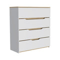 Dresser Oboe, Superior Top, Four Drawers, White Light Oak Finish White Light Oak Particle Board