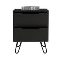 Nightstand Skyoner 2, Harpin Legs, Two Drawers, Black Wengue Finish Black Particle Board