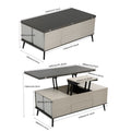 5 Pieces Lift Top Coffee Table Set With Storage Convertible Dining Table With Ottomans Dark Gray Fabric Mdf