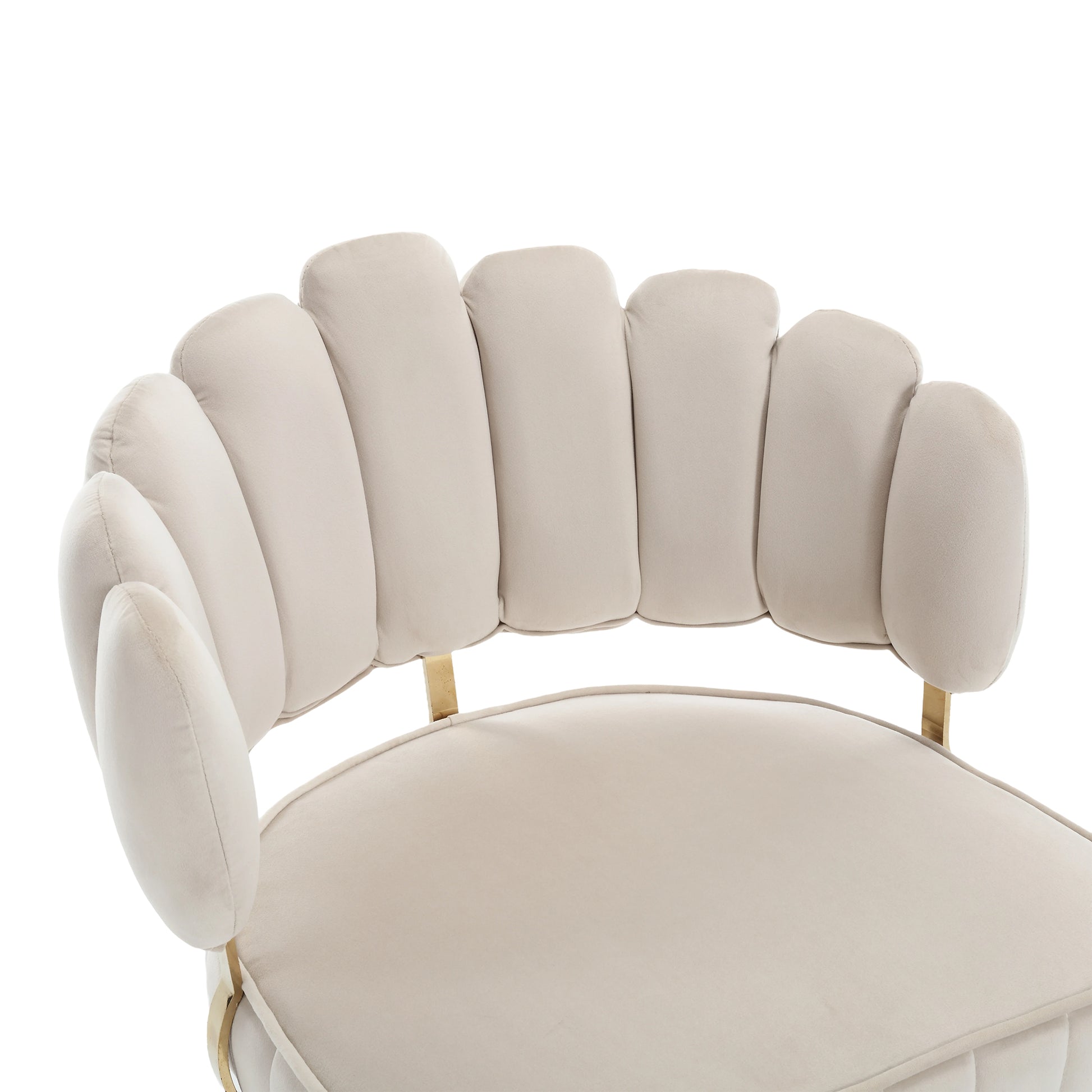 Coolmore Accent Chair ,Leisure Single Chair With Golden Feet Ivory Velvet