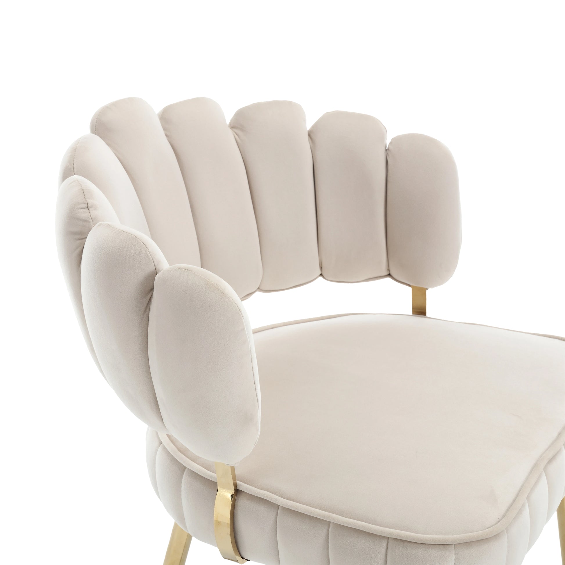 Coolmore Accent Chair ,Leisure Single Chair With Golden Feet Ivory Velvet