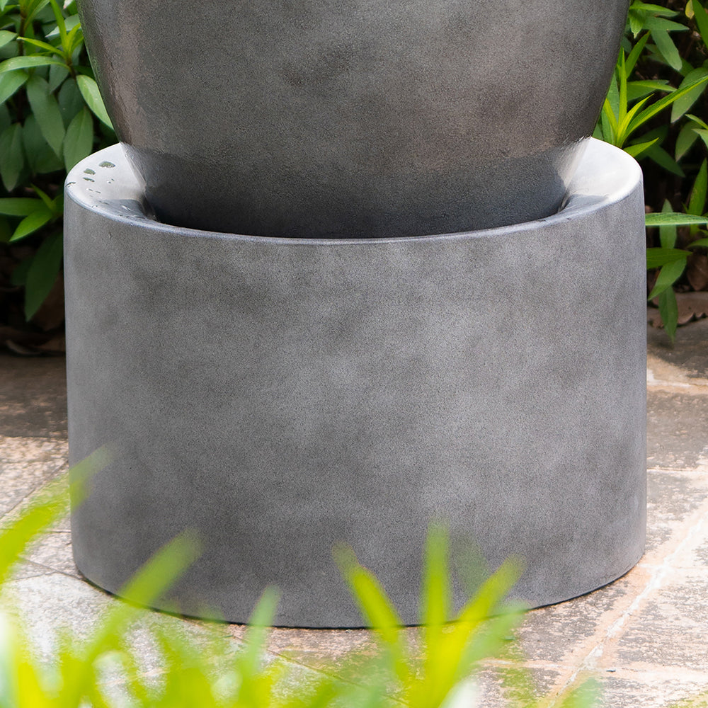 19.5X19.5X32.5" Heavy Outdoor Cement Fountain Antique Gray, Cute Unique Urn Design Water Feature For Home Garden, Lawn, Deck & Patio Antique Gray Garden & Outdoor Antique,Art