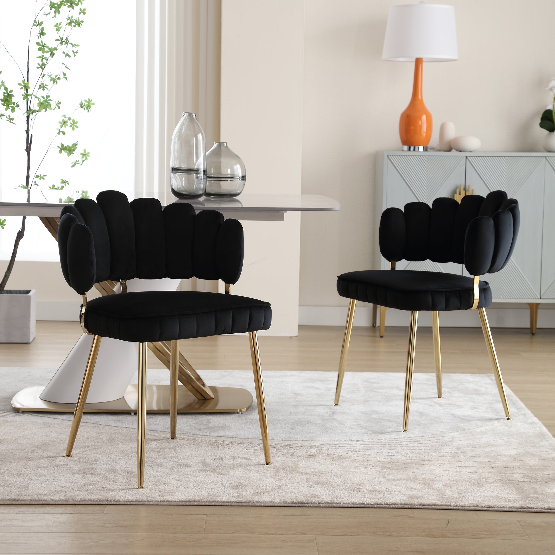 Coolmore Accent Chair ,Leisure Single Chair With Golden Feet Black Velvet