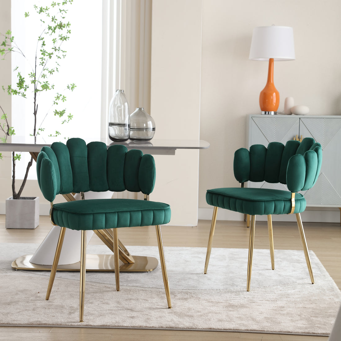 Coolmore Accent Chair ,Leisure Single Chair With Golden Feet Emerald Velvet