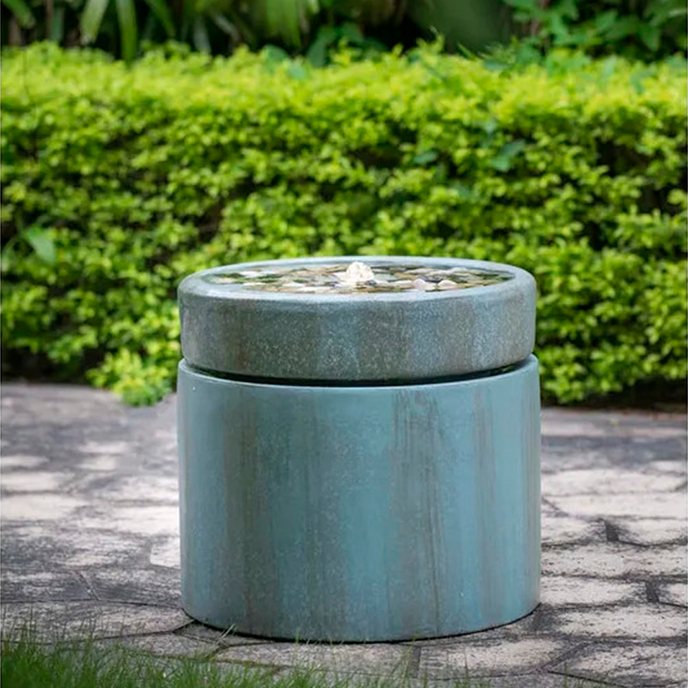 19x19x17" Contemporary Cement Water Fountain, Outdoor antique blue-garden &