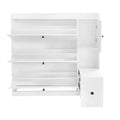 Versatile Shoe Cabinet With 3 Flip Drawers, Maximum Storage Entryway Organizer With Drawer, Free Standing Shoe Rack With Pull Down Seat For Hallway, White Freestanding 3 4 Drawers White Primary Living Space Adjustable Shelves Particle Board