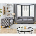 3 Seater 2 Seater Combination Sofa.Grey Velvet Gray Foam Velvet