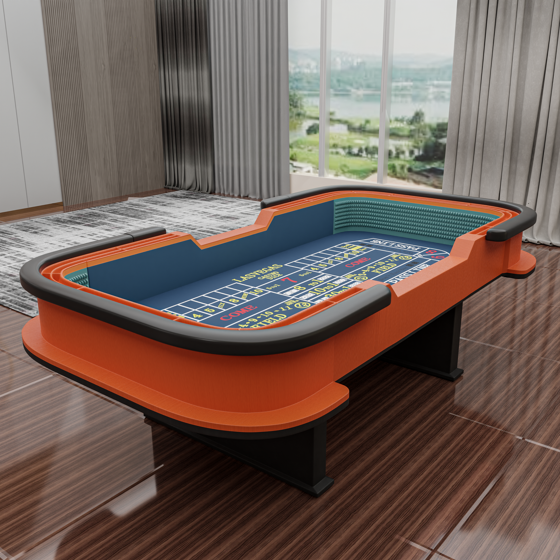 93" Classic Craps Dice Game Poker Table Blue Blue Wood