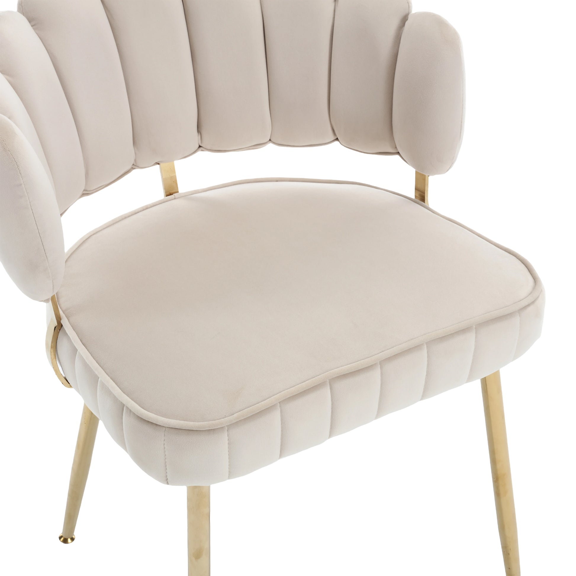 Coolmore Accent Chair ,Leisure Single Chair With Golden Feet Ivory Velvet