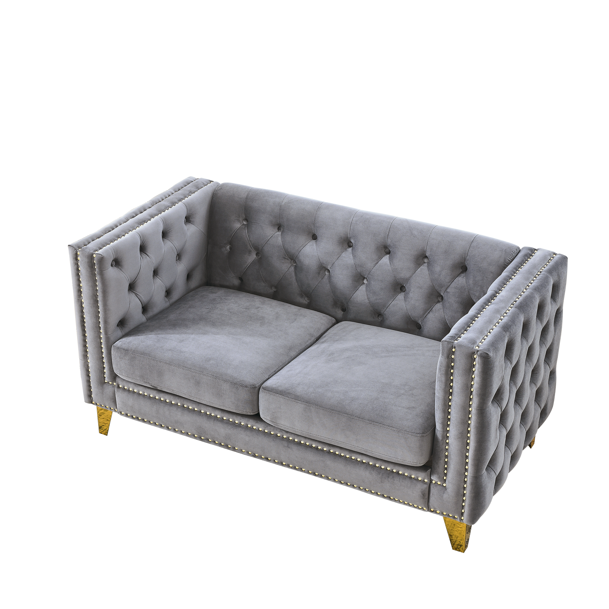 3 Seater 2 Seater Combination Sofa.Grey Velvet Gray Foam Velvet