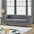 Contact Us For 3D Modeling Velvet Sofa For Living Room,Buttons Tufted Square Arm Couch, Modern Couch Upholstered Button And Metal Legs, Sofa Couch For Bedroom, Grey Velvet W834S00020 Gray Foam Velvet